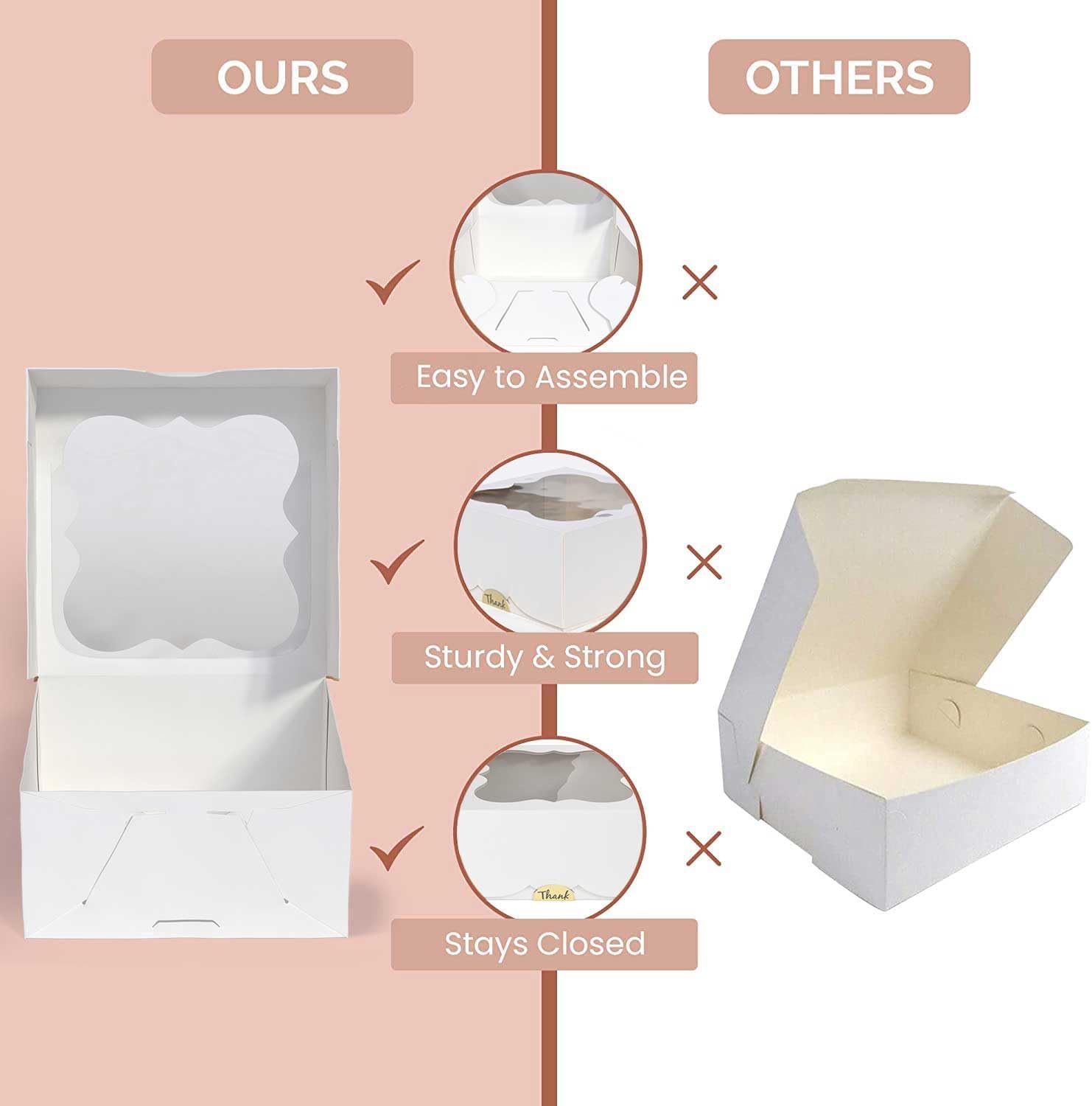 30 Pack 6x6x3in Cookie Boxes with Window, Pastry Boxes for Baked Goods — image 4 of 8