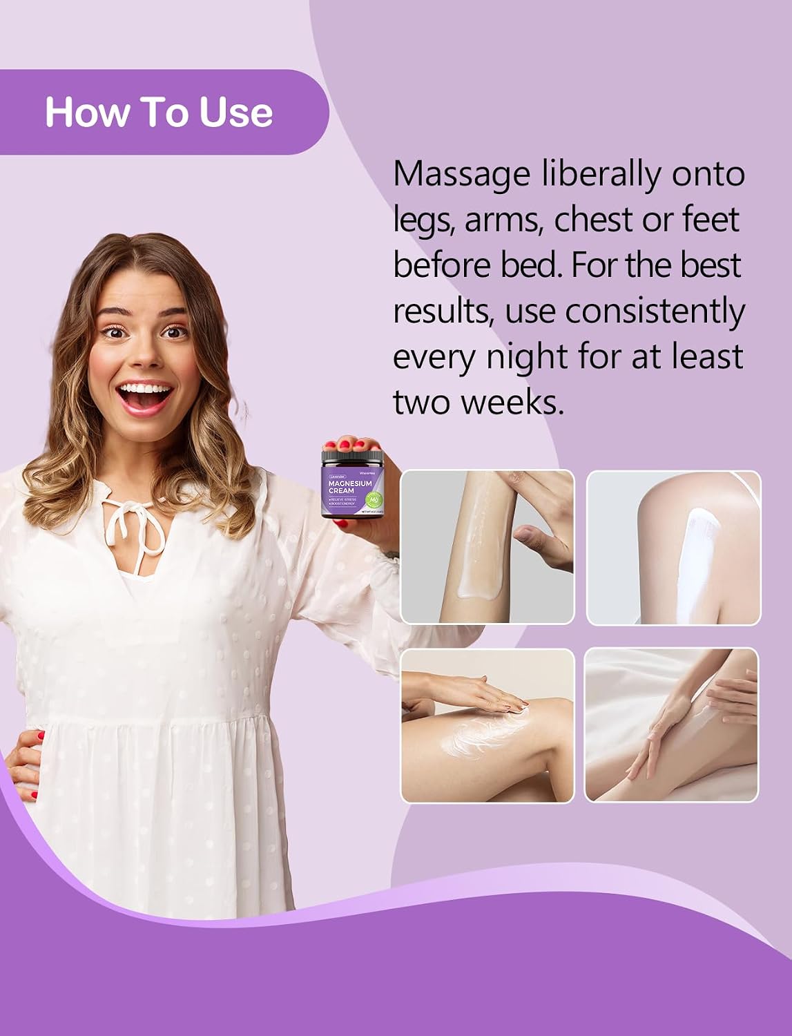Natural Topical Magnesium Cream – Magnesium Lotion for Nighttime Skin Care, Lightweight Moisturizing Body Cream for Deep Hydration-Lavender — image 5 of 9