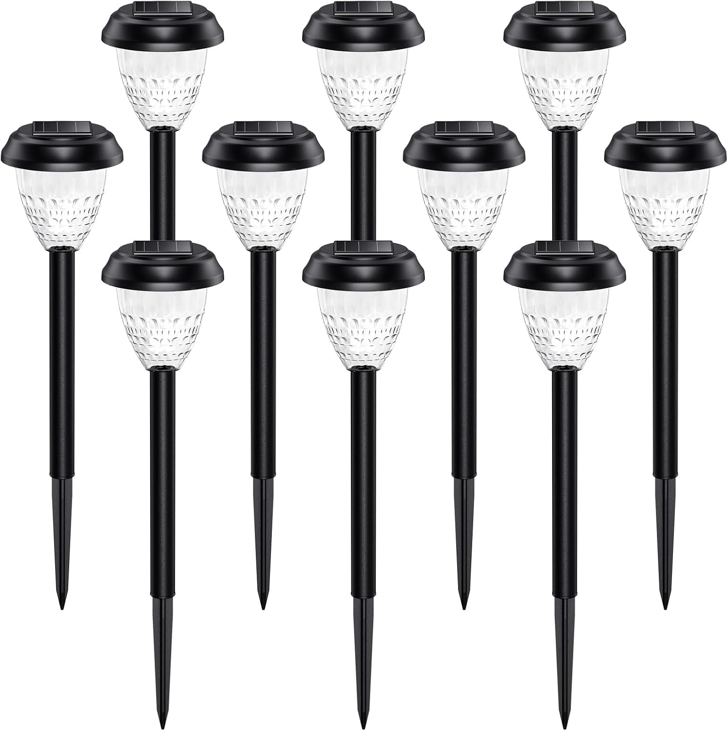 10-Pack Super Bright Solar Lights Outdoor Waterproof, Dusk to Dawn Up to 12 Hrs Solar Powered Outdoor Pathway Garden Lights Auto On/Off, LED Landscape Lighting Decorative for Walkway Patio Yard — image 2 of 9