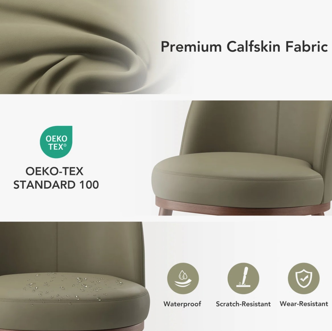 Modern Upholstered Accent Chair with Solid Wood Legs (Set of 2) — image 3 of 6
