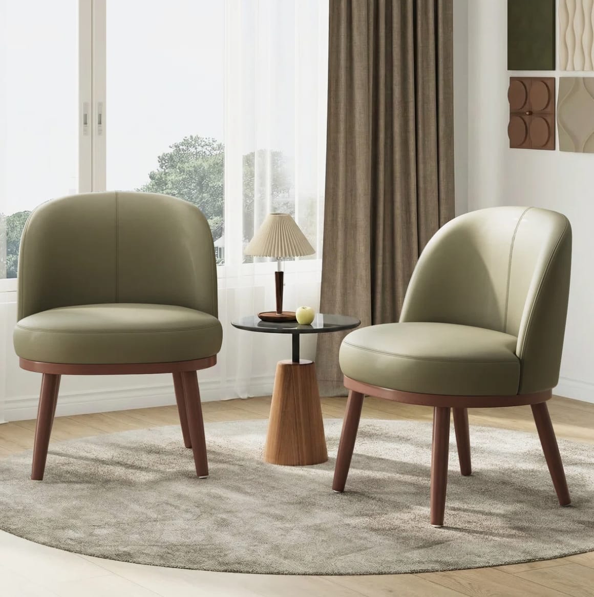 Modern Upholstered Accent Chair with Solid Wood Legs (Set of 2) — image 5 of 6
