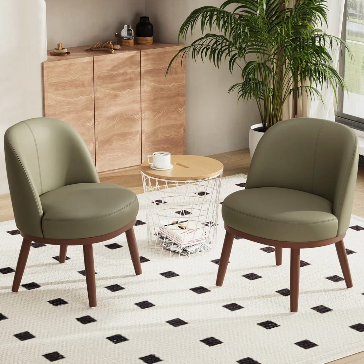 Modern Upholstered Accent Chair with Solid Wood Legs (Set of 2) — image 6 of 6