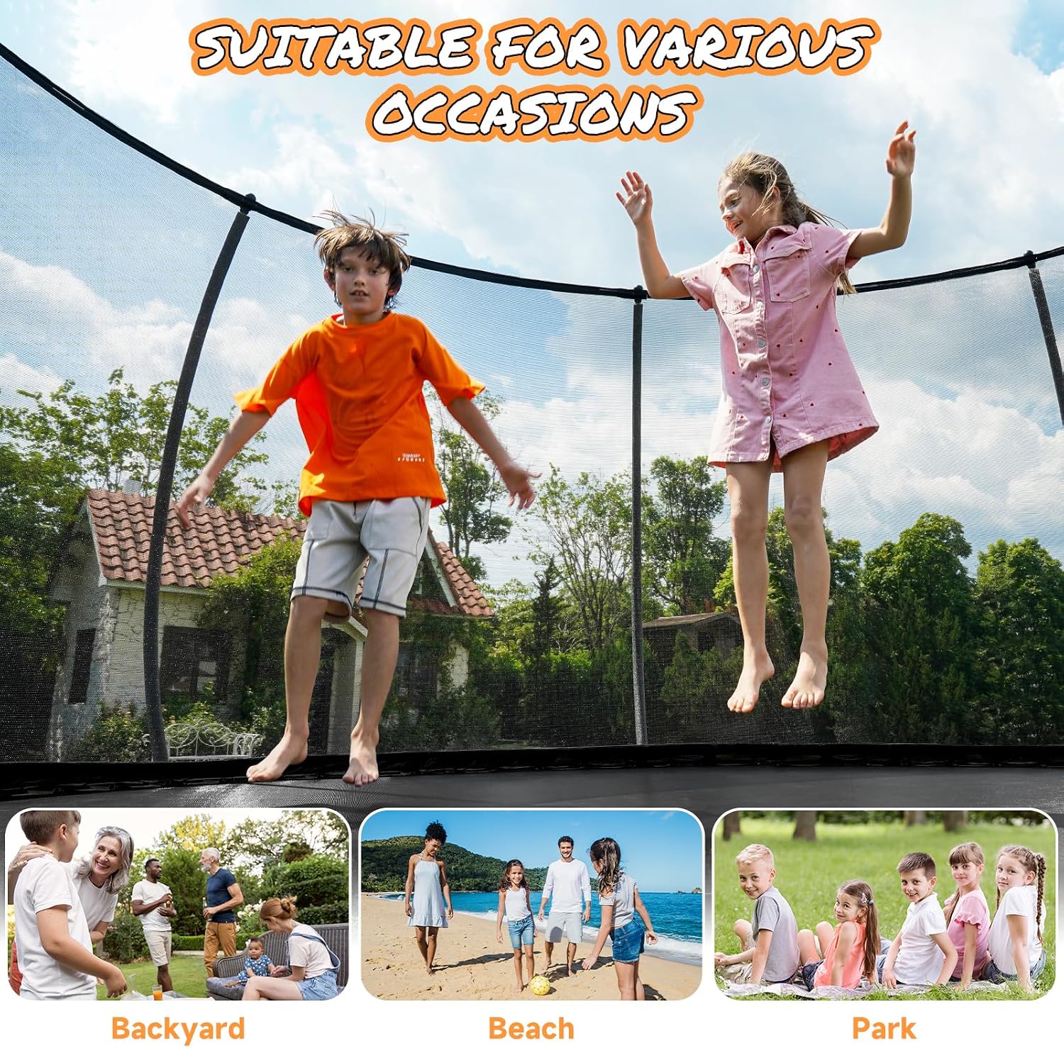 10 FT Outdoor Trampoline with Enclosure Net — image 3 of 9