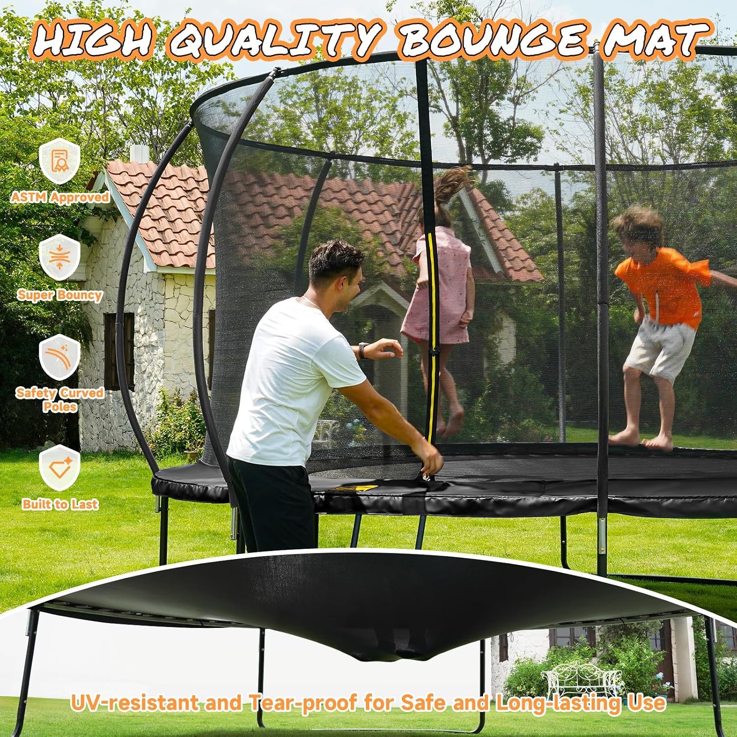 10 FT Outdoor Trampoline with Enclosure Net — image 4 of 9