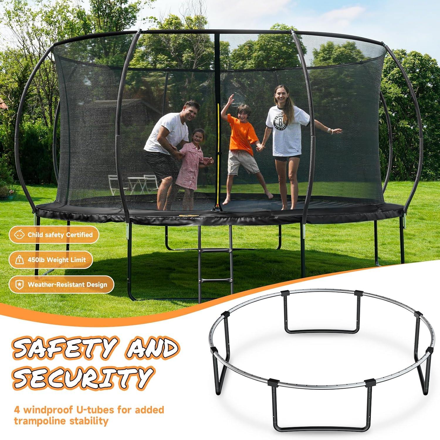 10 FT Outdoor Trampoline with Enclosure Net — image 5 of 9