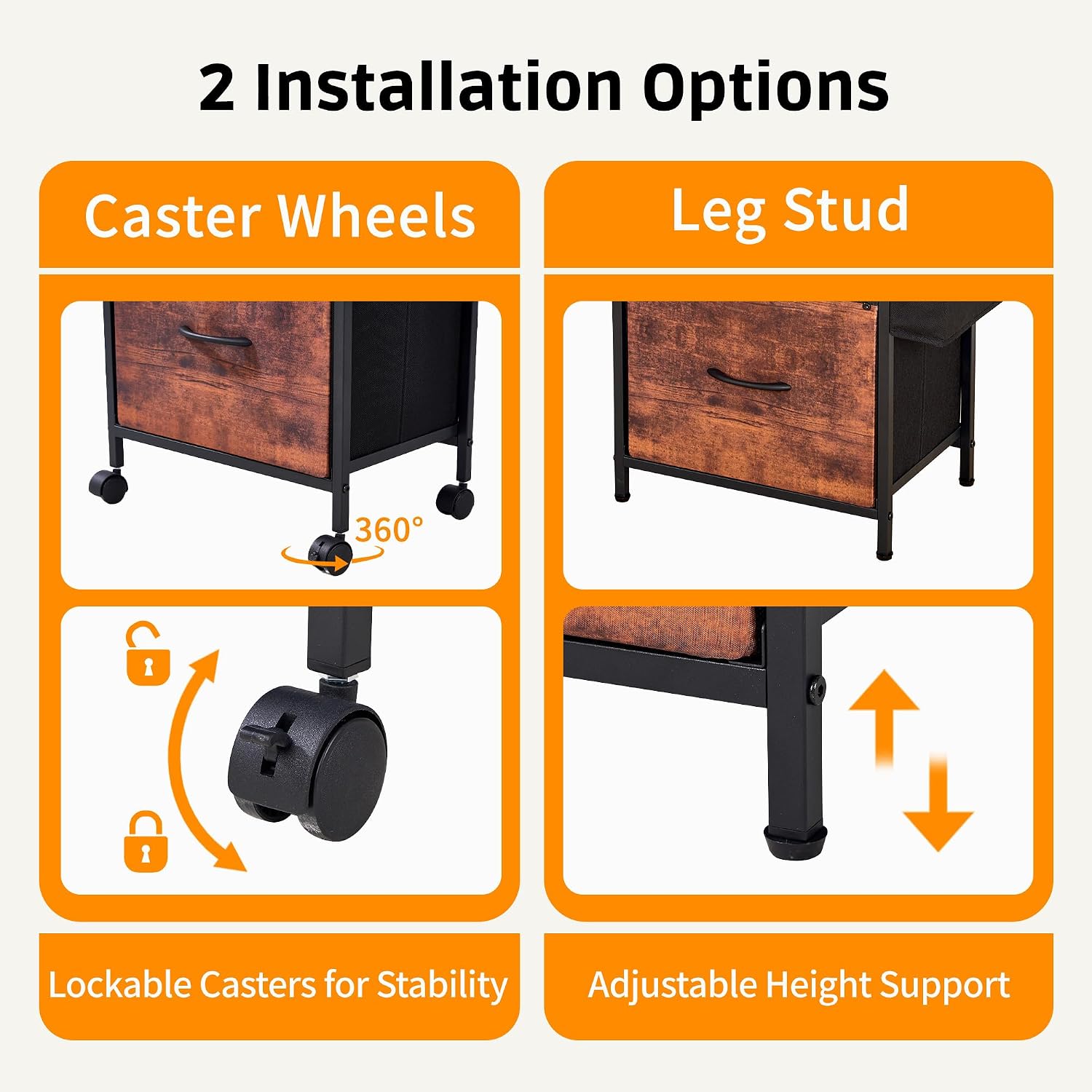 Printer Stand with Storage, 22" L×15" W×30" H, Rustic Brown — image 4 of 7