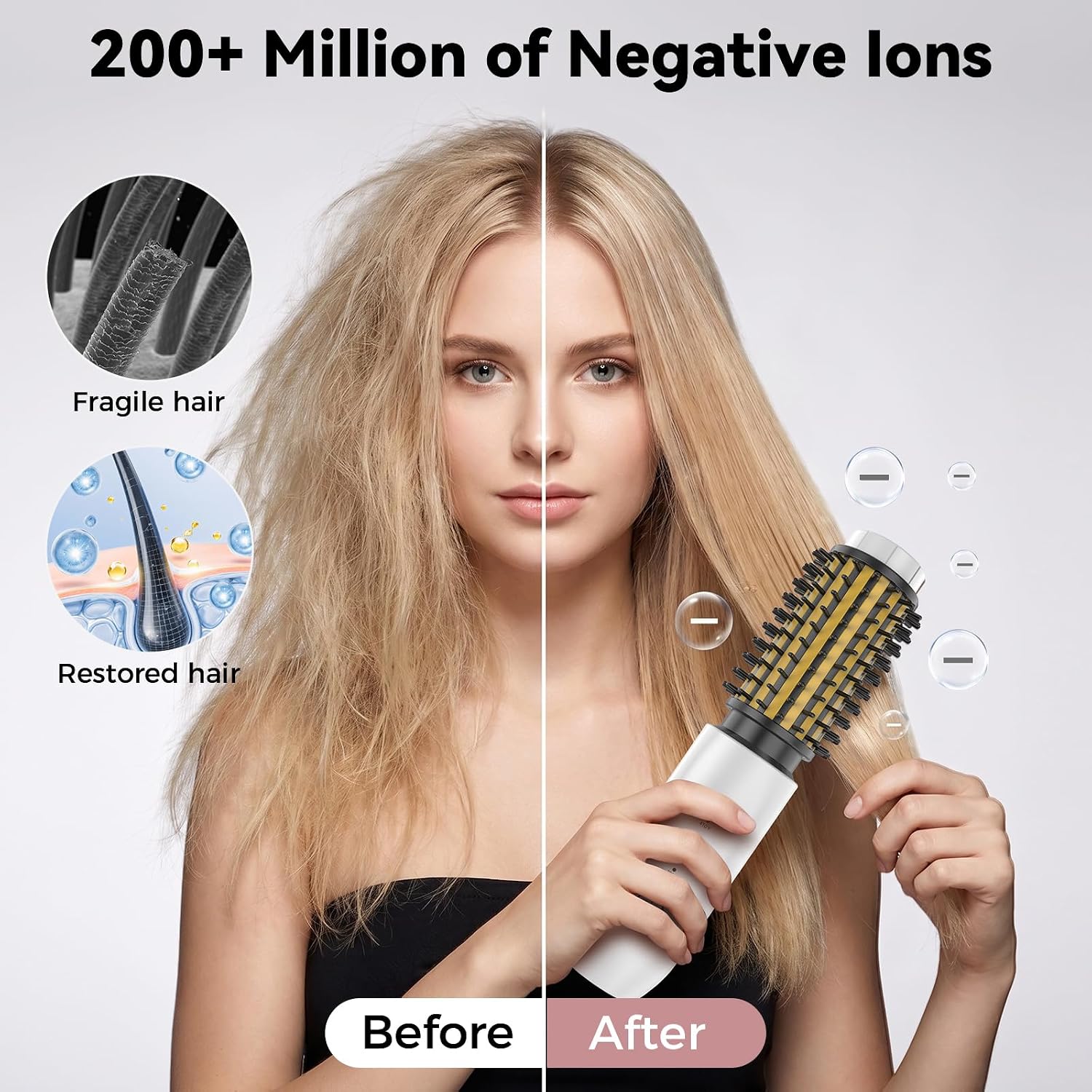 Cordless Curling Iron Brush, Rechargeable Travel Curling Iron with 200 Million Negative Ions, Portable Battery Curling Iron Brush, Cordless Heated Round Hair Curler Brush for Hair Styles — image 4 of 12
