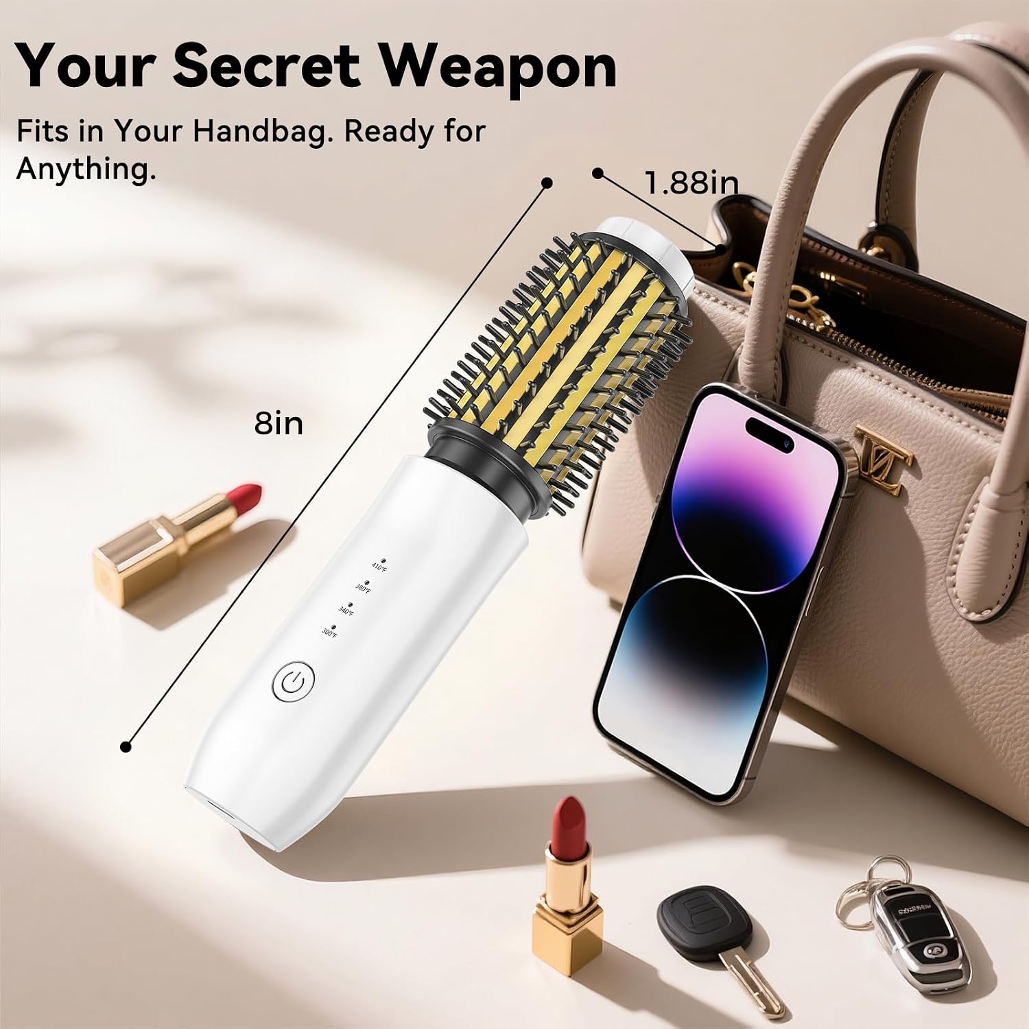 Cordless Curling Iron Brush, Rechargeable Travel Curling Iron with 200 Million Negative Ions, Portable Battery Curling Iron Brush, Cordless Heated Round Hair Curler Brush for Hair Styles — image 7 of 12