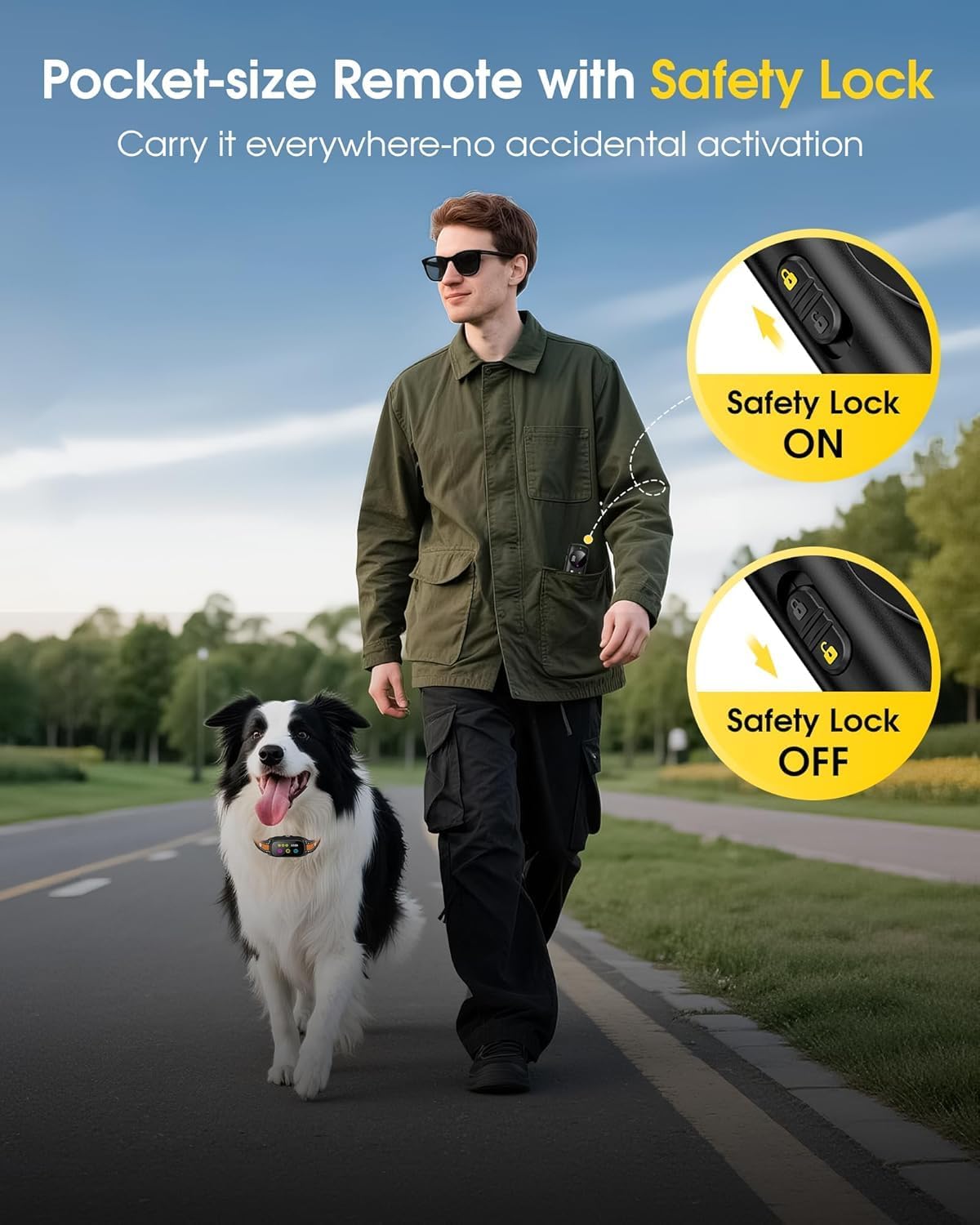 Dog Shock Collar for 3 Dogs with Remote, 3300FT Waterproof Dog Training Collar, Rechargeable 3-Channel E Collar with Beep, Vibration and Shock for Small Medium Large Dogs 10-120 lbs — image 4 of 8