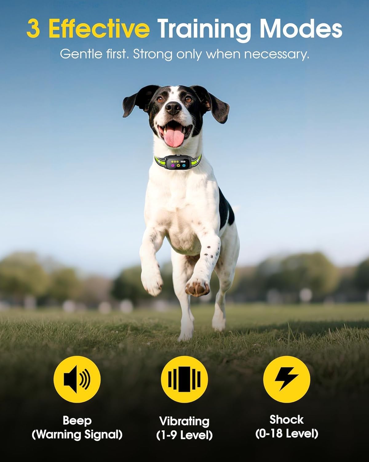 Dog Shock Collar for 3 Dogs with Remote, 3300FT Waterproof Dog Training Collar, Rechargeable 3-Channel E Collar with Beep, Vibration and Shock for Small Medium Large Dogs 10-120 lbs — image 5 of 8