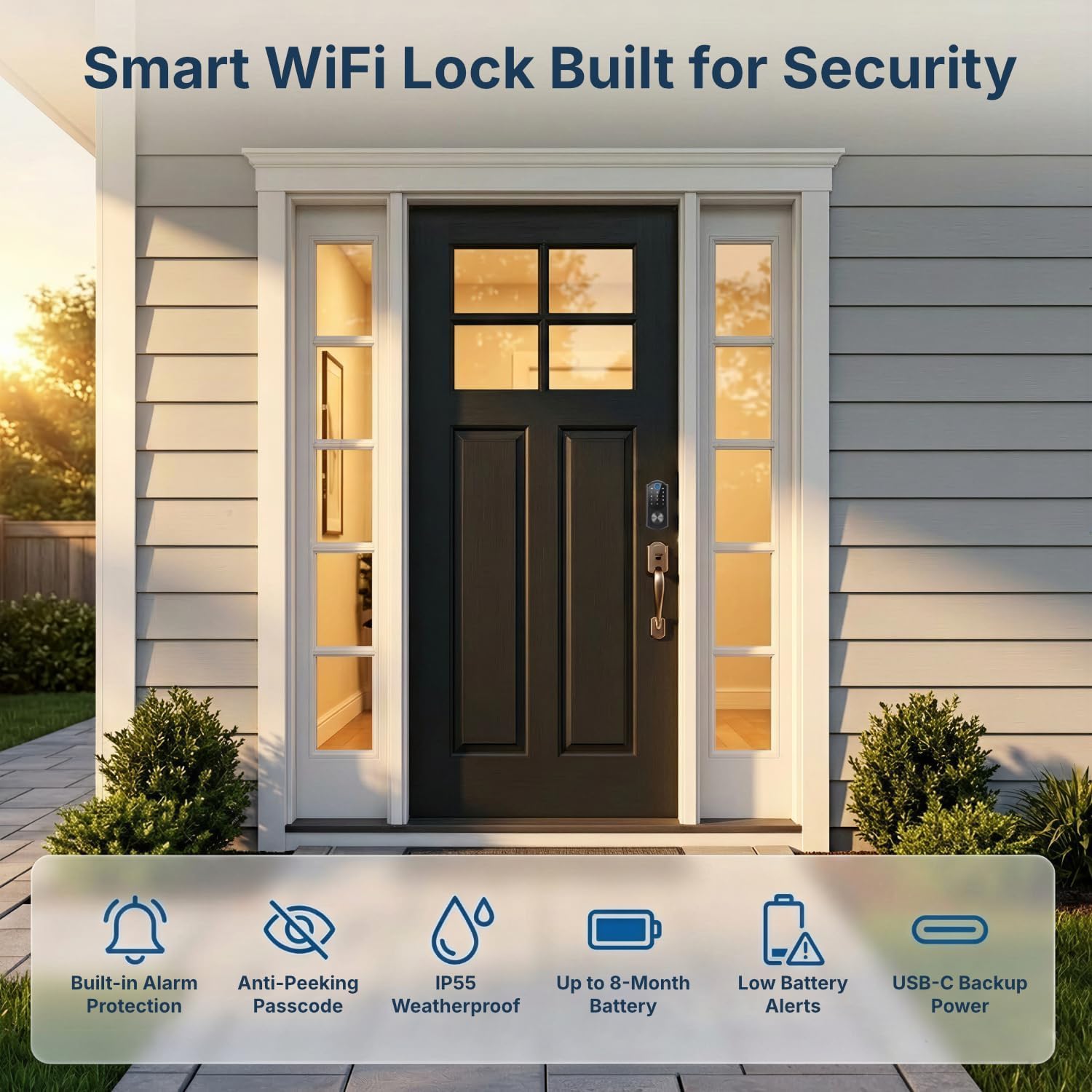 Keyless Entry Door Lock with Built-in WiFi, Fingerprint Smart Lock for Front Door, Touchscreen Keypad Deadbolt, App Remote Control, Auto Lock, Easy Installation — image 11 of 11