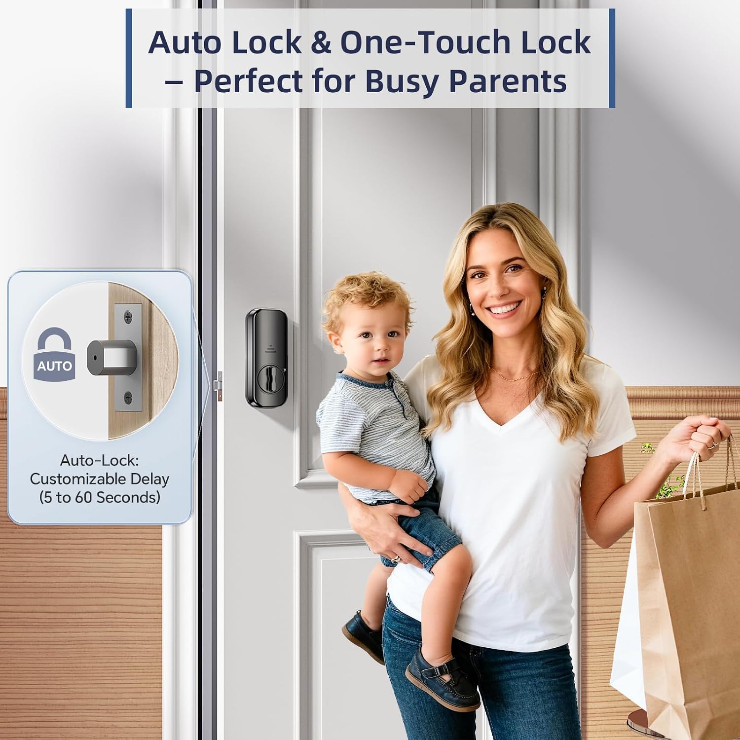 DL08 Fingerprint Keyless Entry Door Locks for Front Door, Silver — image 4 of 10