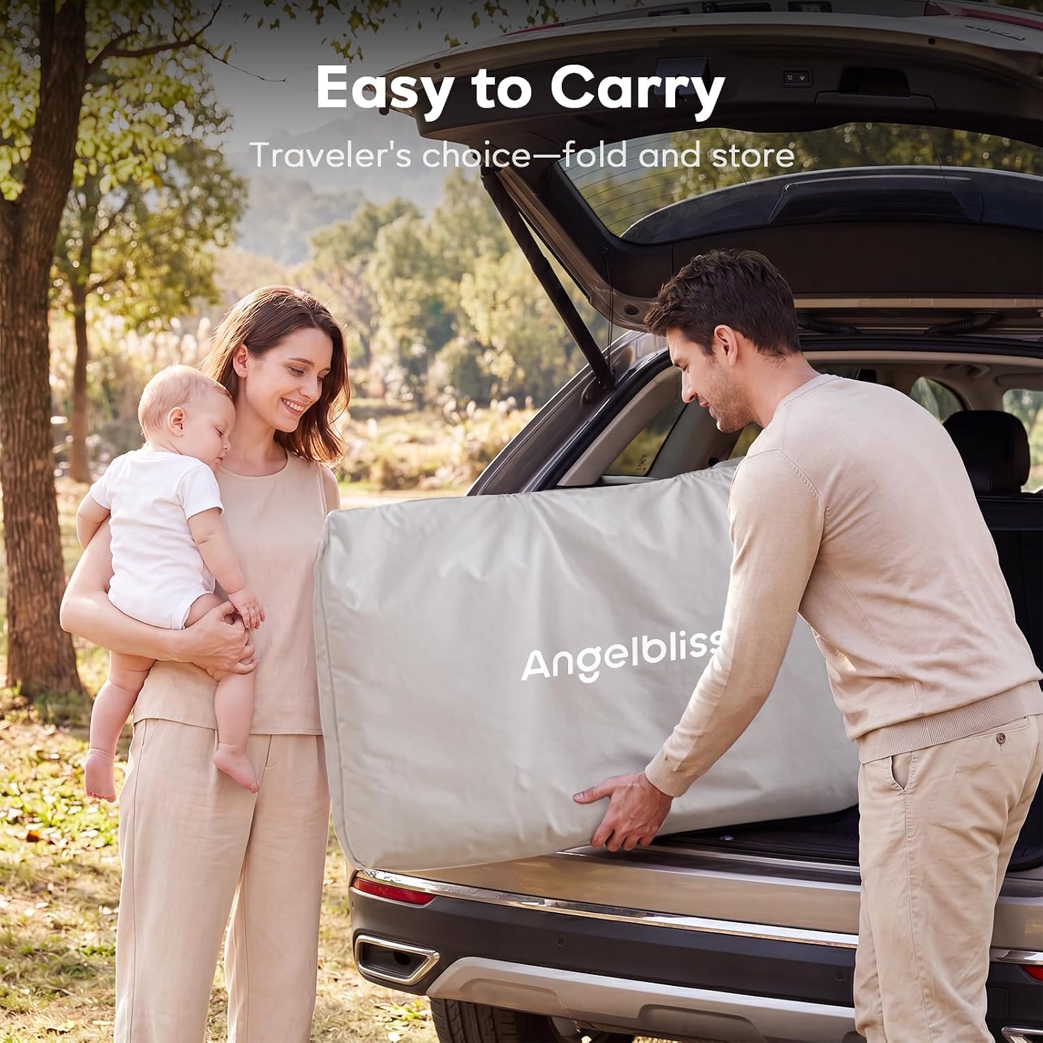 ANGELBLISS Baby Bassinet, One-Click Folding Bedside Bassinet with Carry Bag — image 4 of 8