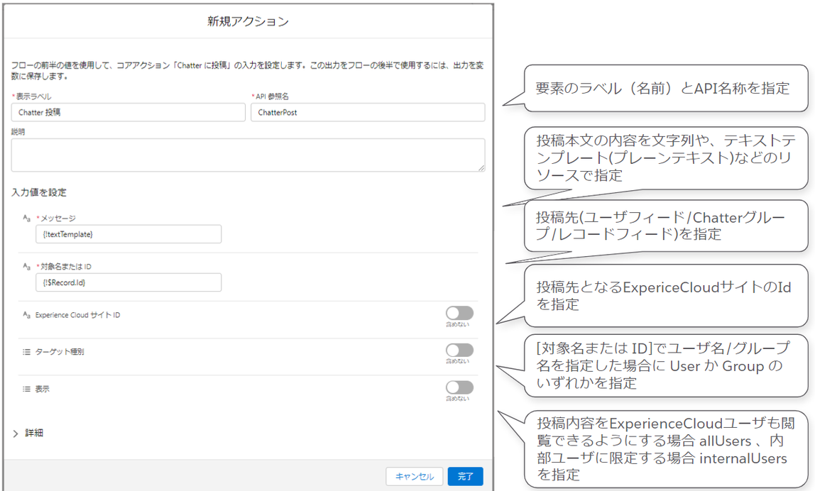 アクション：chatterに投稿｜Sales Cloud｜Salesforce サクセスナビ