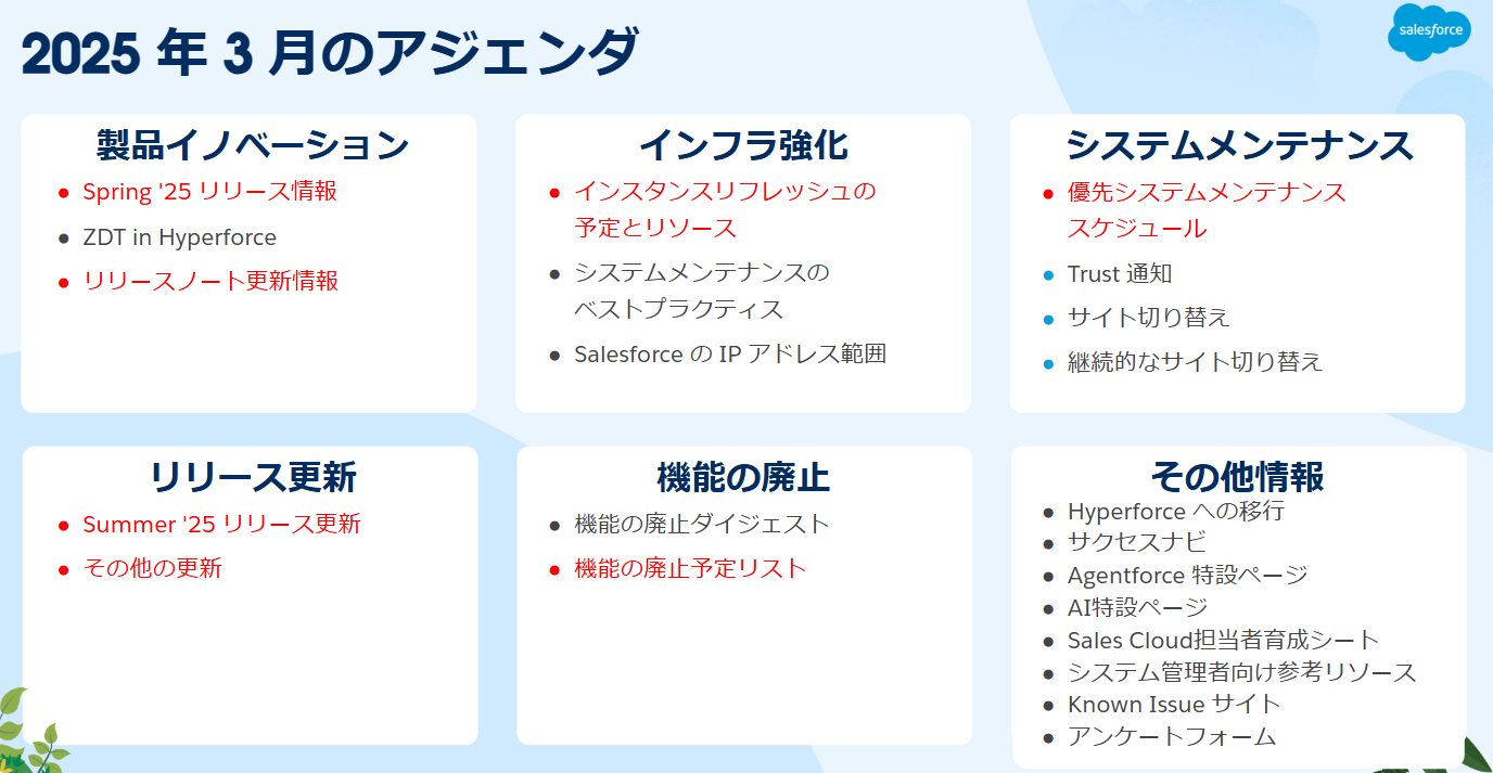 2025年3月) Salesforceの運用に関する重要なお知らせ
