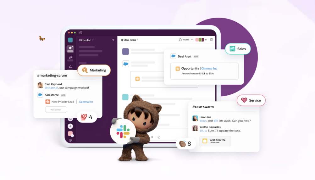 Slack とSalesforce連携の活用法を学ぶイメージ