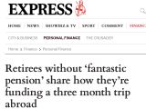 In the Media: Express, "Retirees without ‘fantastic pension’ share how they’re funding a three month trip abroad"