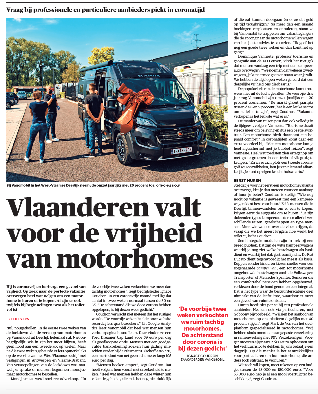 In de media, De Morgen: 40% toename in ons aanbod