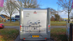  Beautiful compact Knaus camper with garage and large transverse bed!