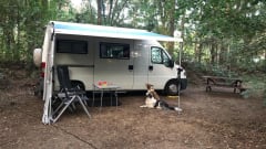 On an adventure with a reliable bus camper.