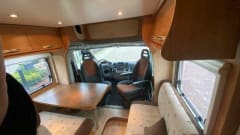 Spacious 4 person Fiat Camper Chausson Flash with French bed & lift bed