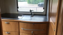 Hymer camper for 2 or 3 people for rent.