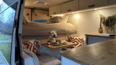 Henry – Trendy, 2-3 person off grid camper bus, suitable for all seasons!
