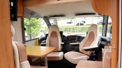 Camper with top layout