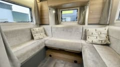 Hugo  – Luxury 4 berth Bailey Adamo with drop down beds and large living spaces. 
