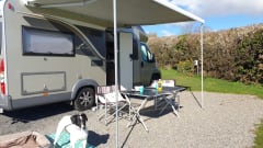 Gertie – Luxury 4 berth Burstner, fixed bed, heating, satellite TV