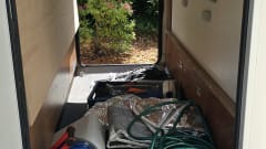 New spacious alcove camper with 7 sleeping places and air conditioning in the house.