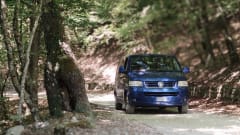 bluesky – vw t5 long wheelbase, free on the road surrounded by a blue sky