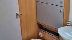 Zilveren parel. – Burstner with 2 x length bed and large dinette.