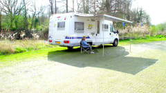 Bürstner Family Camper 4 persons, with bicycle carrier.