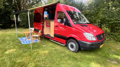 Nice red camper van 
