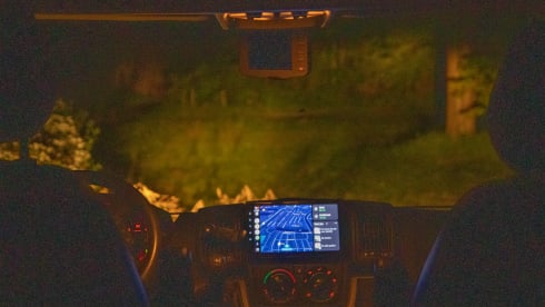 Adventurous camper van with on-board cinema and "Stealth Mode"