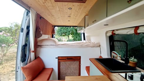 Luxury off-grid Sprinter with unique, bohemian interior! Winter camping