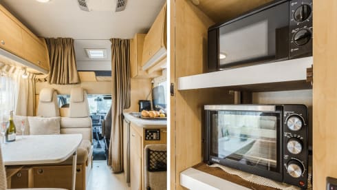 Alkoof King –  Fully equipped 6p camper with roof air conditioning and automatic leveling system