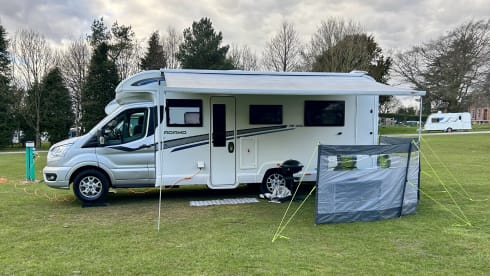 Hugo  – Luxury 4 berth Bailey Adamo with drop down beds and large living spaces. 