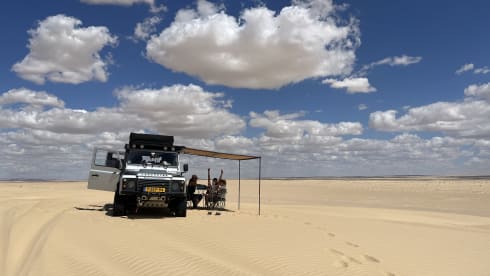 Great adventures with the family, tough Landrover Defender with roof tent