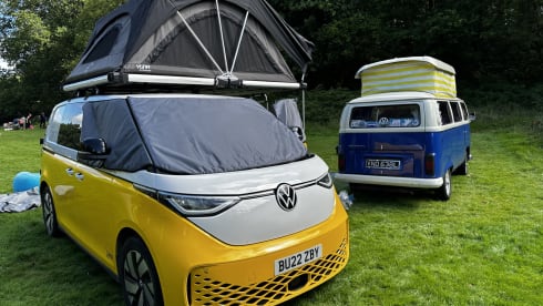 Buzzby – ID Buzz Campervan with optional roof top tent . Insurance included