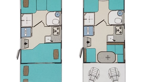 F-type – Length beds, 2 x air conditioning, satellite dish, 2 single beds, 200 extras