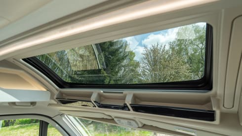 Off the Grid 1 – Brand new 6.36 bus camper with automatic transmission and solar panel, "off the grid no. 1"