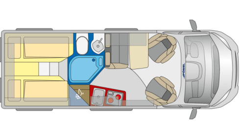 Luxury Pössl bus camper 640 with length beds
