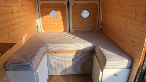 Tyson the Boxer – All year round camper hire with log burner for those colder nights