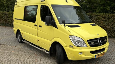 Yellowtrack  – Powerful Mercedes campervan – freedom, comfort and adventure for two!