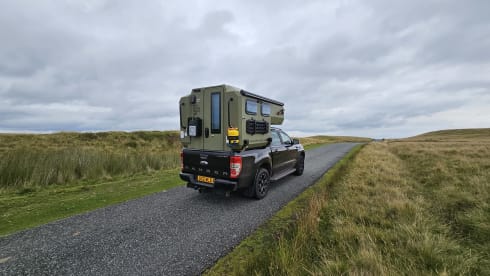 Edinburgh Airport - tardis camper on a pick up truck
