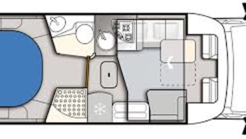 Luxury camper with queen bed and air conditioning