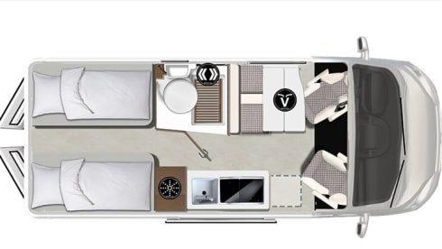 Off the Grid 1 – Brand new 6.36 bus camper with automatic transmission and solar panel, "off the grid no. 1"