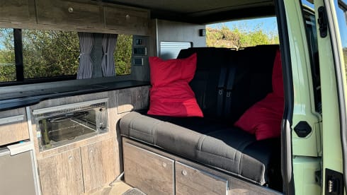 Hit the Road in Style with Our Gorgeous Green VW Campervan!